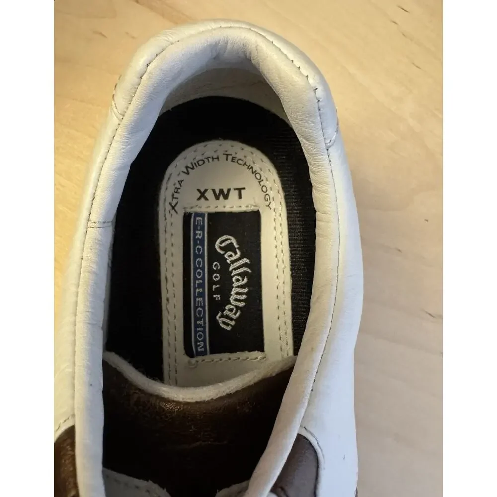Callaway ERC Collection Women's Spiked Leather Golf Shoes White/Brown US 7.5 XWT